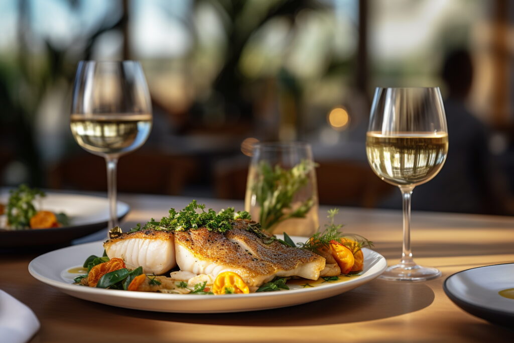 peixe e vinho
