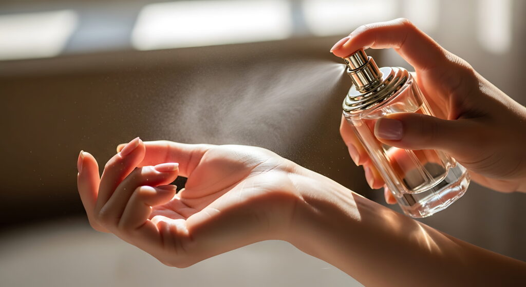 mulher passando perfume