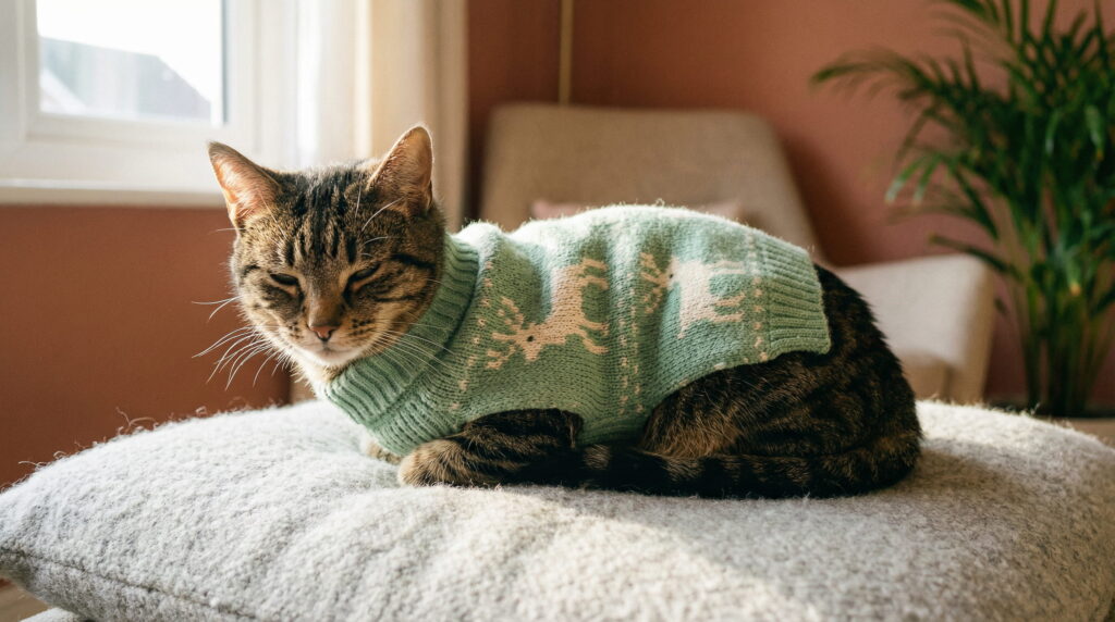 gato agasalhado