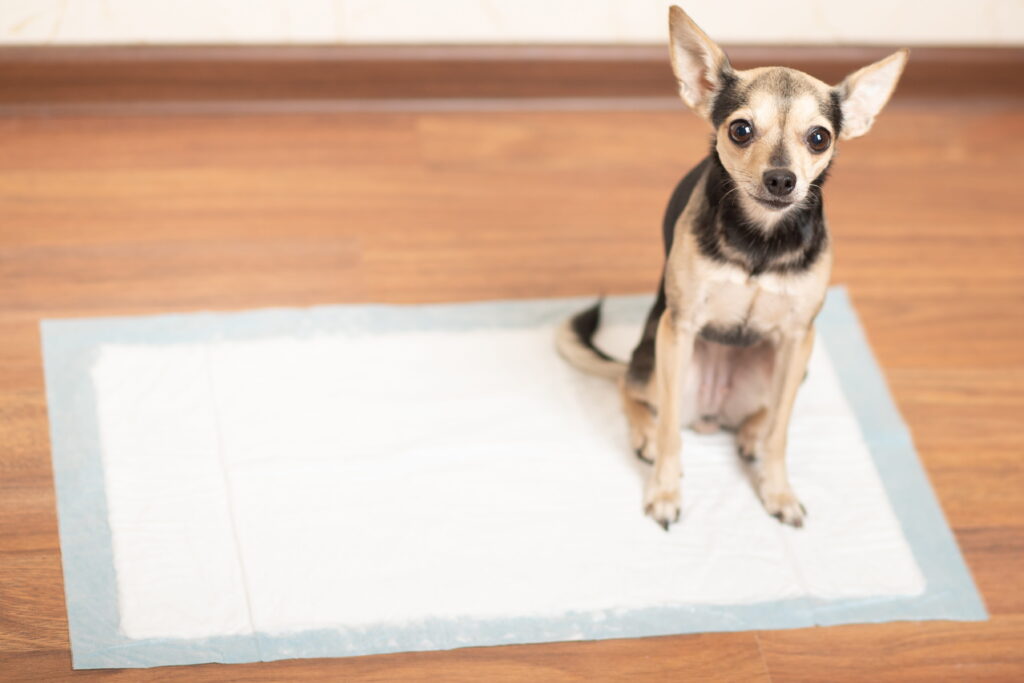 cachorro no tapete higiênico