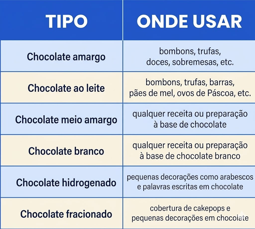 tipos de chocolate